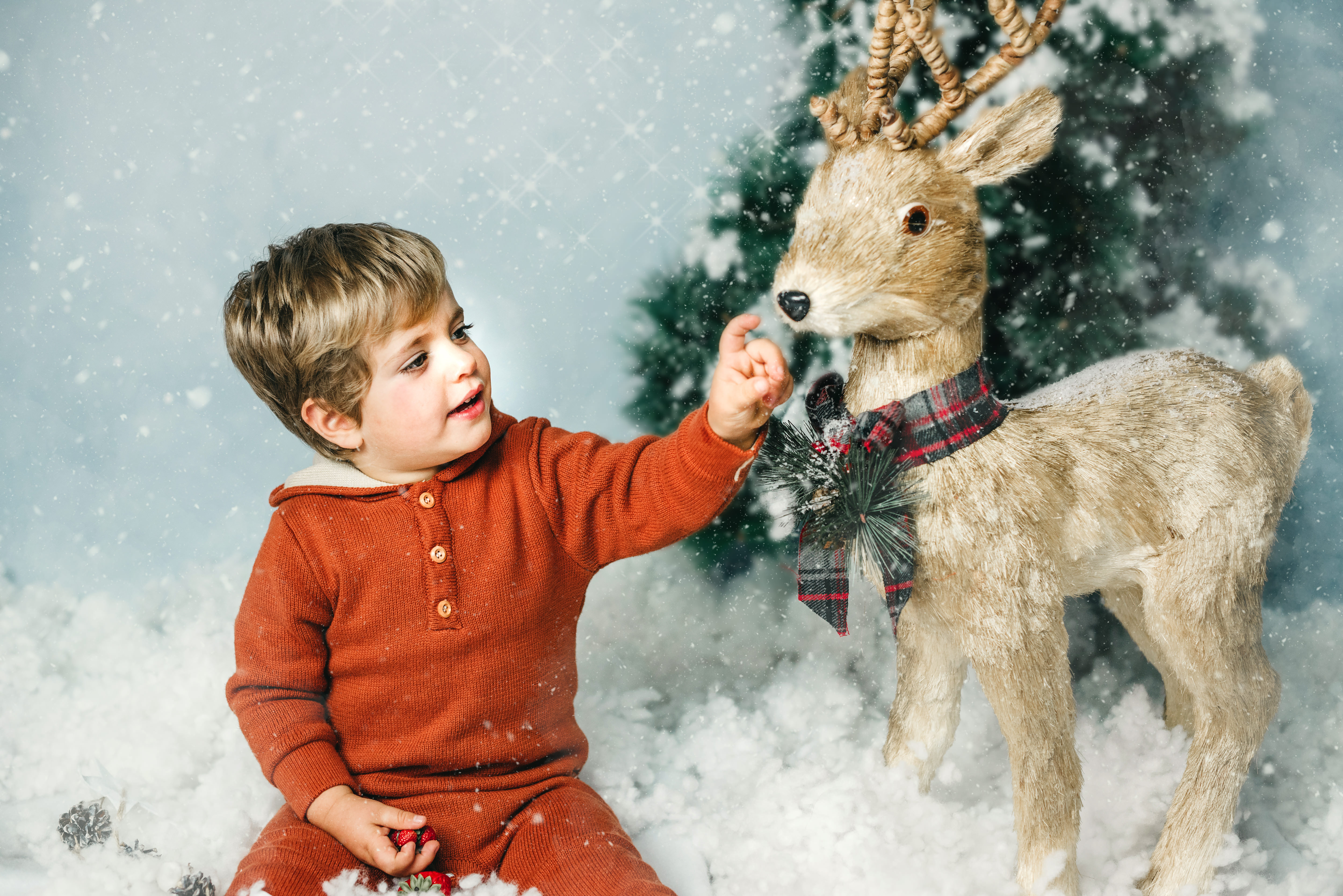 navidad-fotos-fotografia-Huesca-fotografo-sesion-navideña-niños-infantil-reno-nieve-bosque (2)