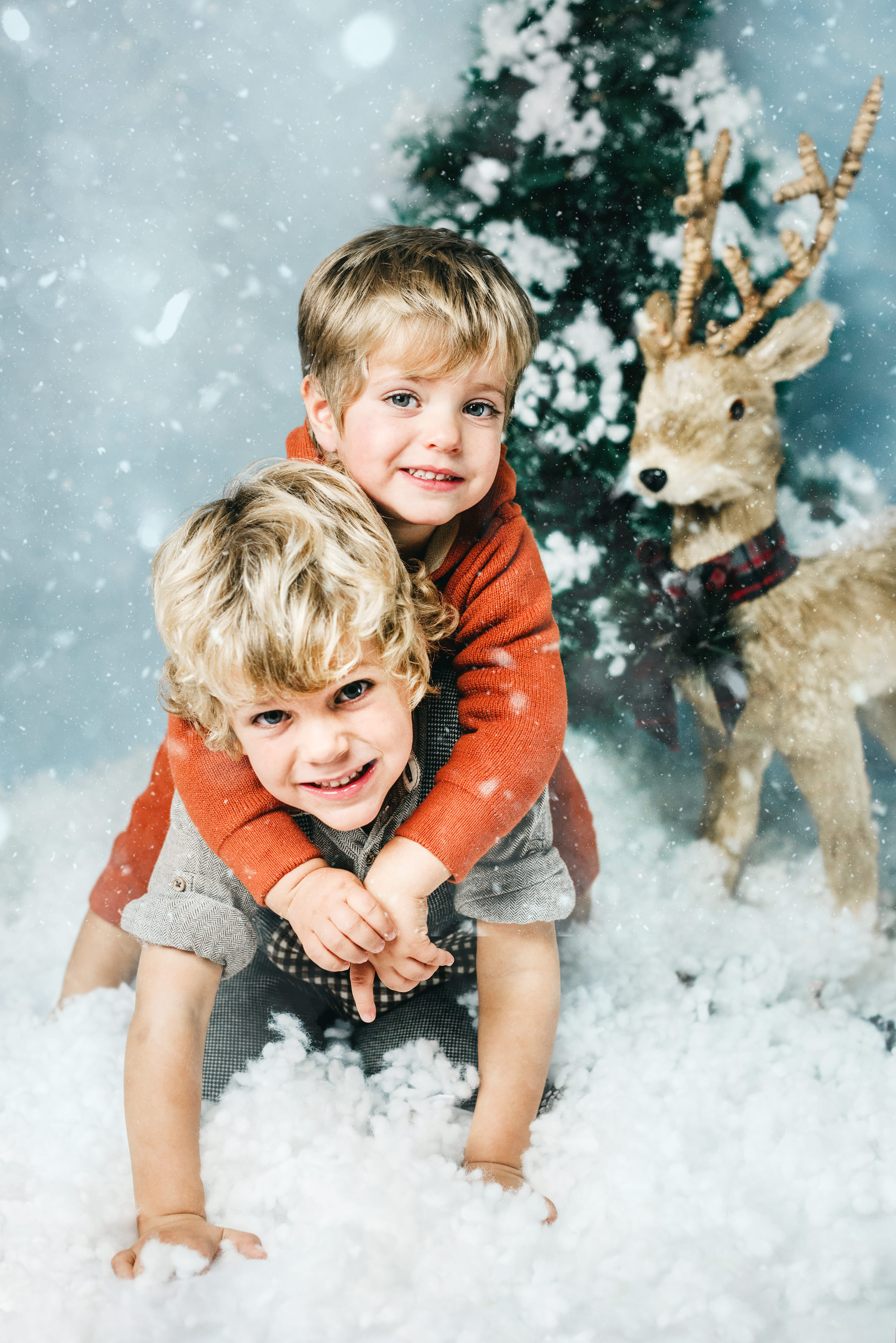 navidad-fotos-fotografia-Huesca-fotografo-sesion-navideña-niños-infantil-reno-nieve-bosque (6)